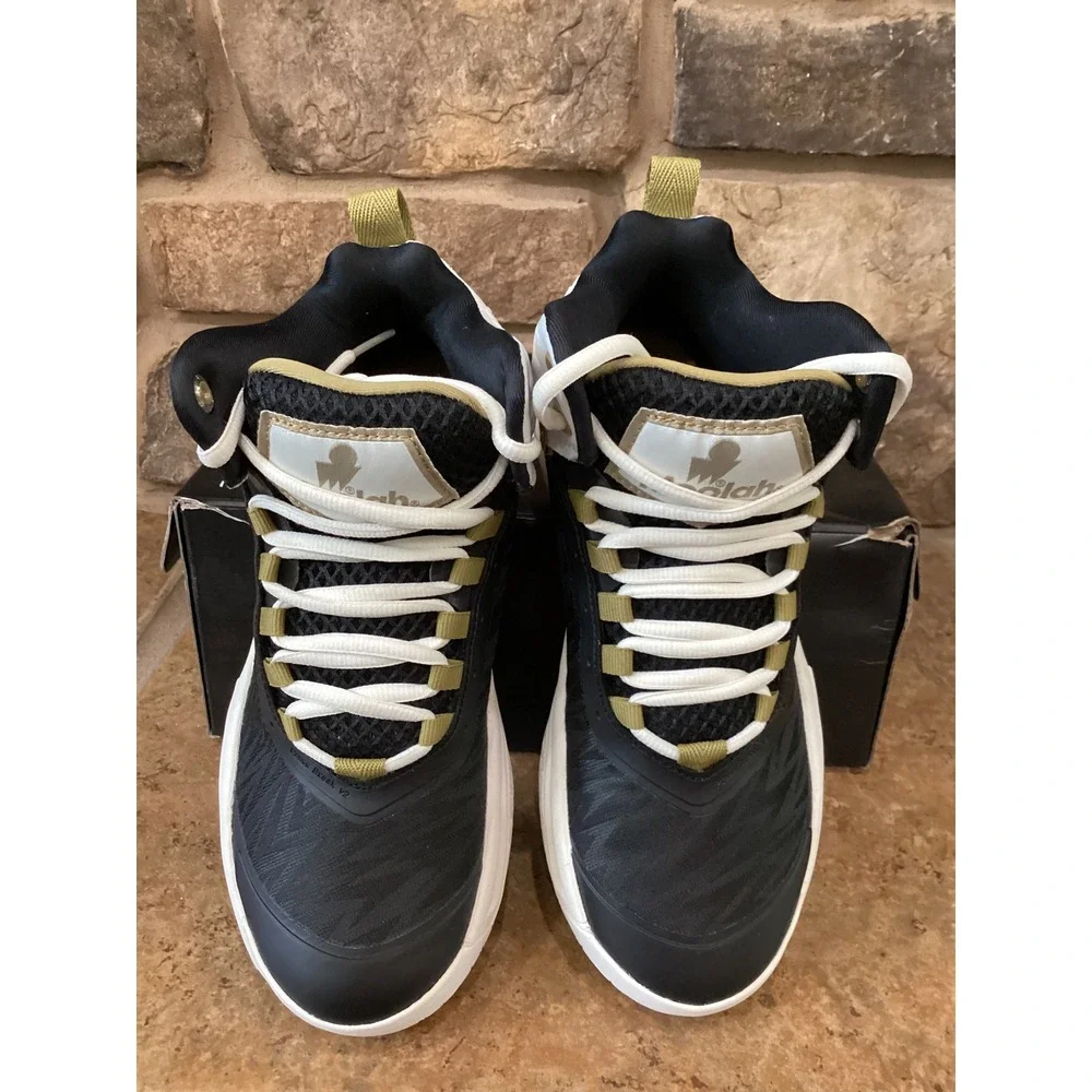 Moolah Kicks Press Break v2 Black White Gold Youth 4.5 Womens Basketball Shoes